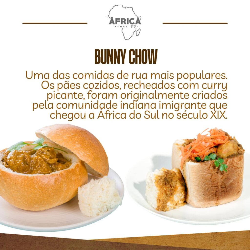 Uma das comidas de rua mais populares. Os pães cozidos, recheados com curry picante, foram originalmente criados pela comunidade indiana imigrante que chegou à África do Sul no século XIX