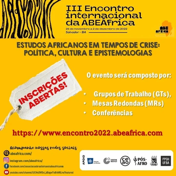 Card ilustrativo do III Encontro Internacional ABEAFRICA, com as informações do evento.