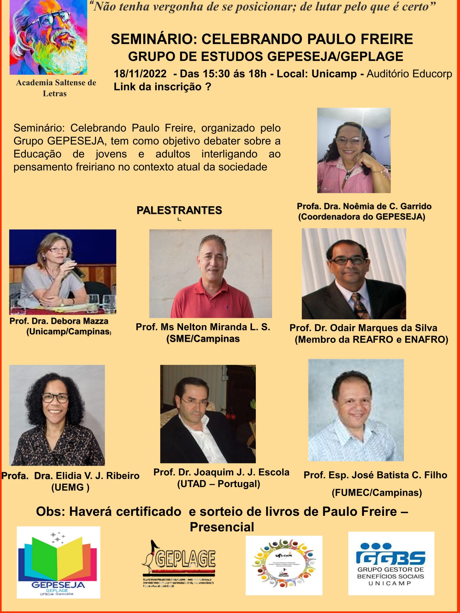 SEMINÁRIO PAULO FREIRE - 2022-2