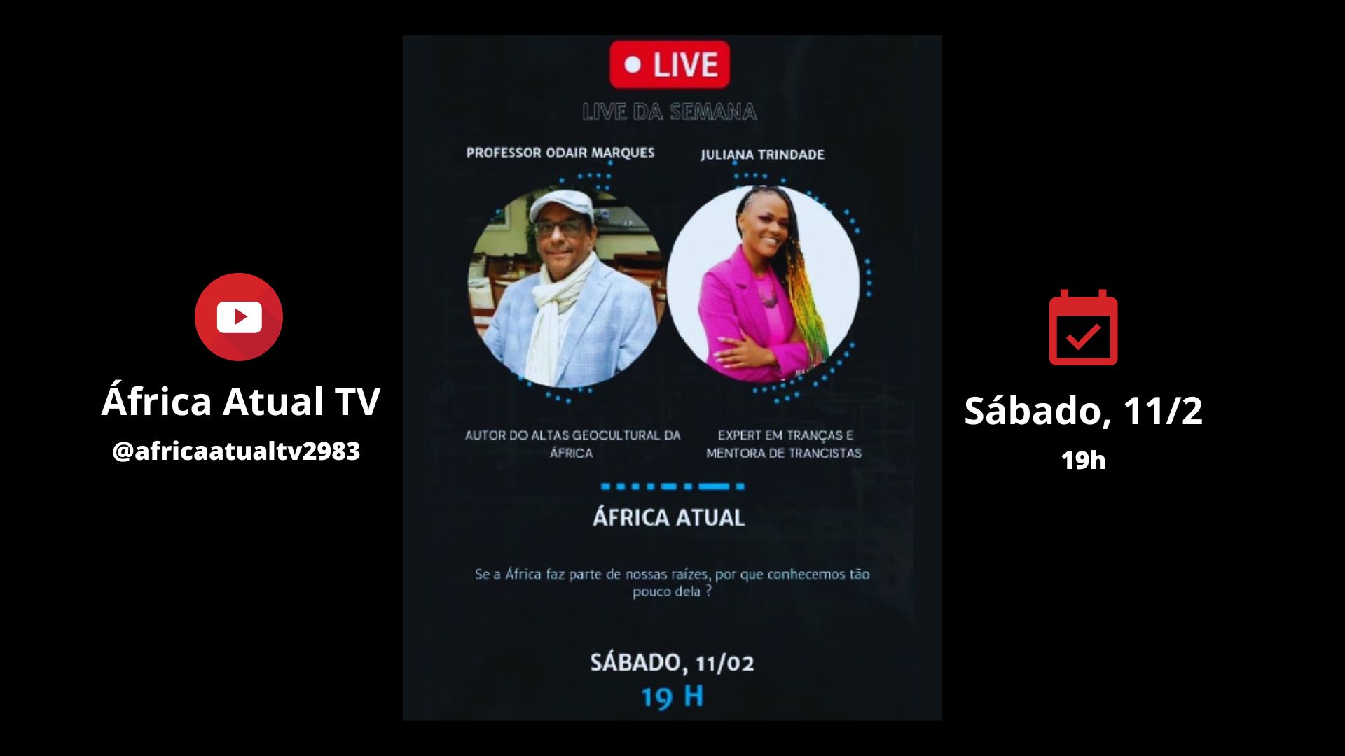 card preto com a foto do Odair e juliana Trindade com as informações do evento